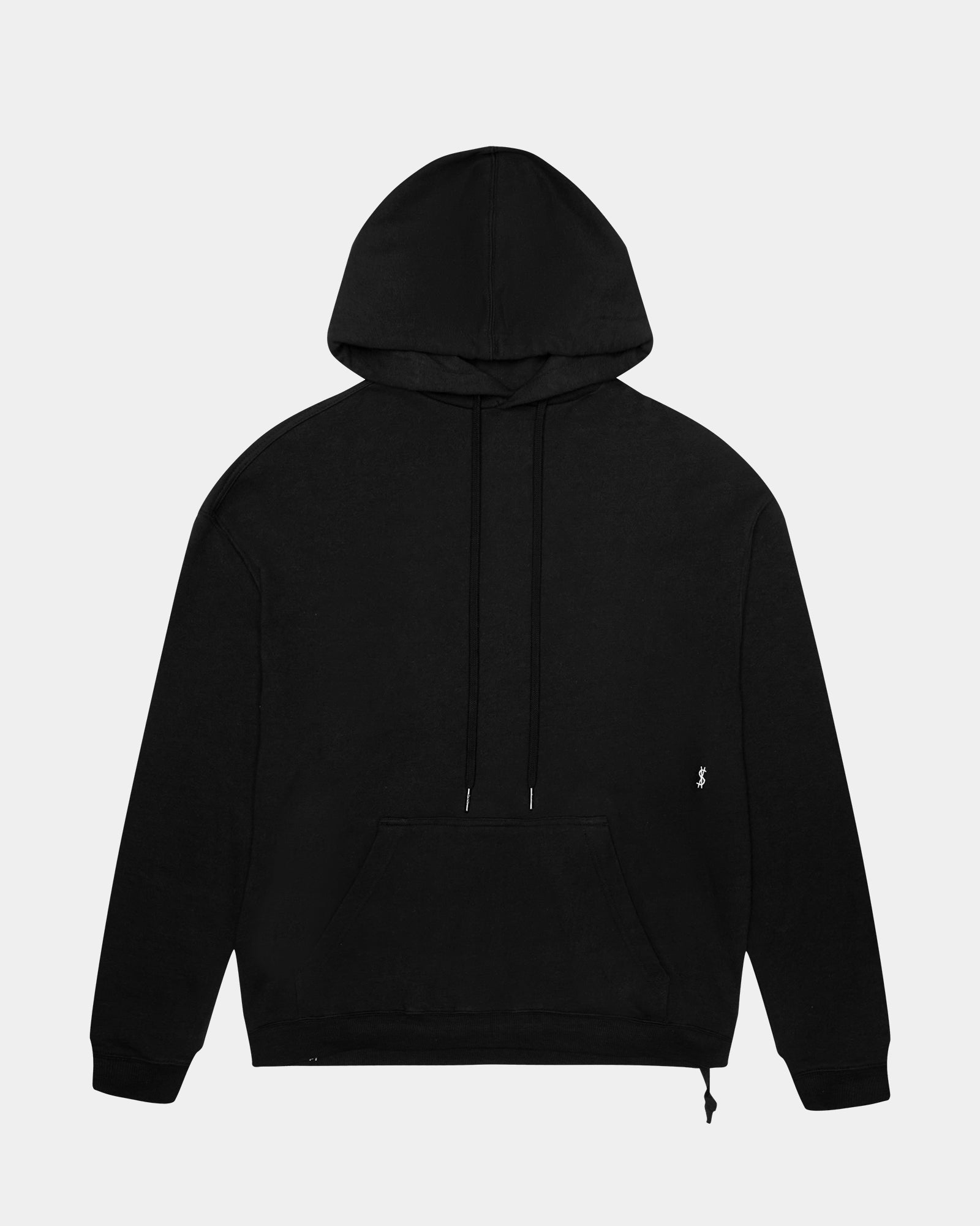 MENS  4 X 4 BIGGIE HOODIE JET BLACK OVERSIZED FLEECE