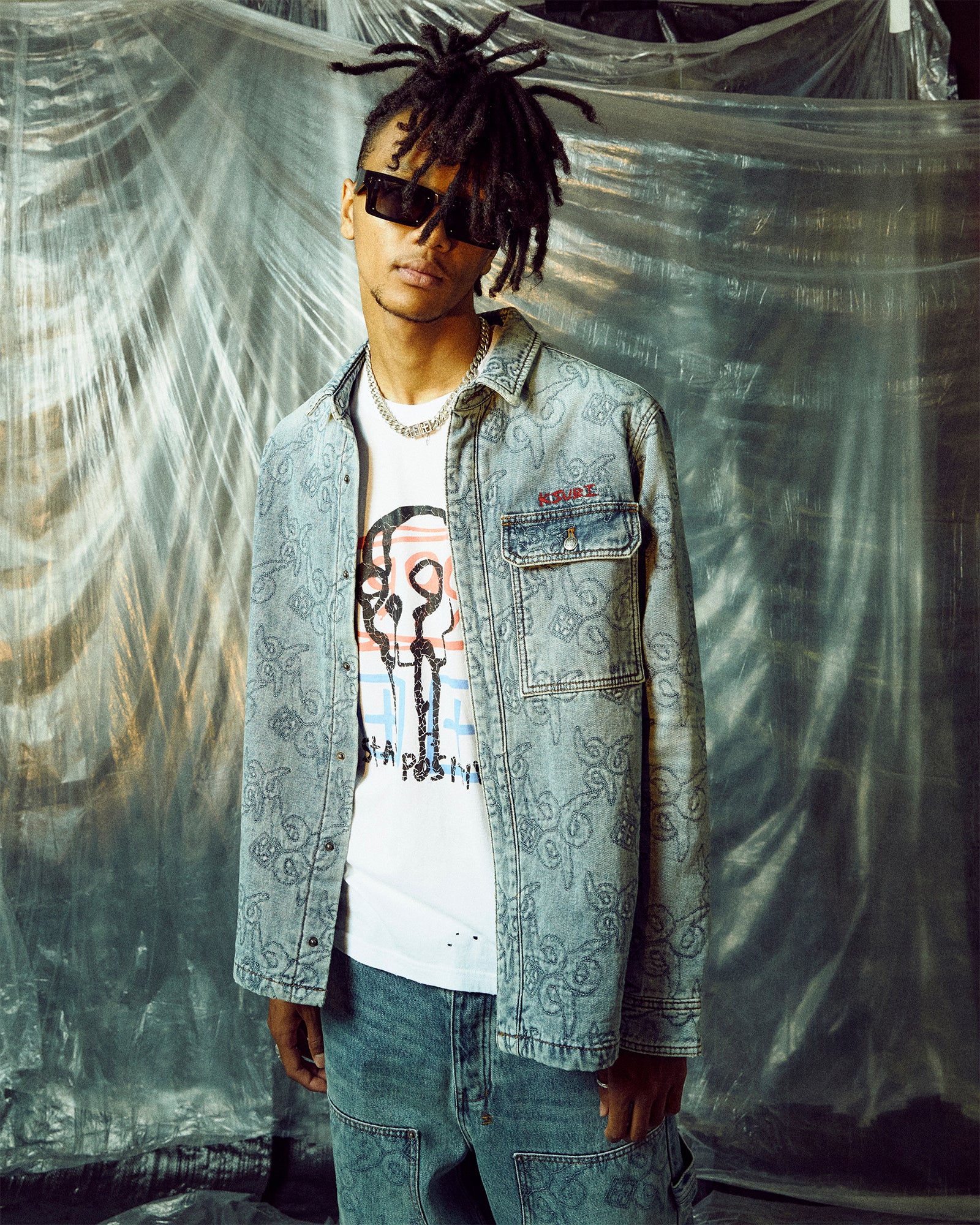 MENS  QUILTED LS SHIRT K9 STONED REGULAR SHIRTS