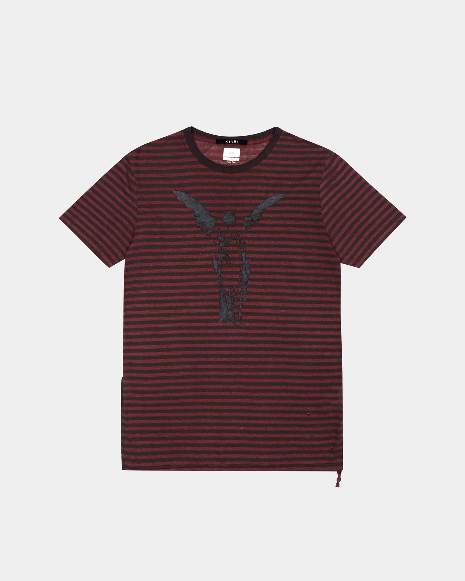 MENS  ANGEL SIOUX SS TEE RED STRIPE SLIM TEES