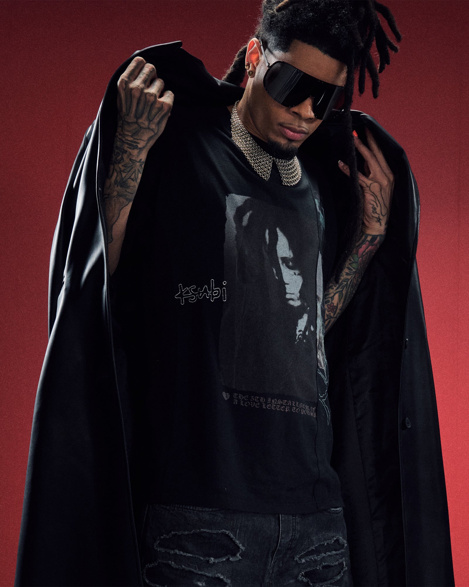 MENS  TRIPPIE REDD BIGGIE SS TEE BLACKOUT OVERSIZED TEES