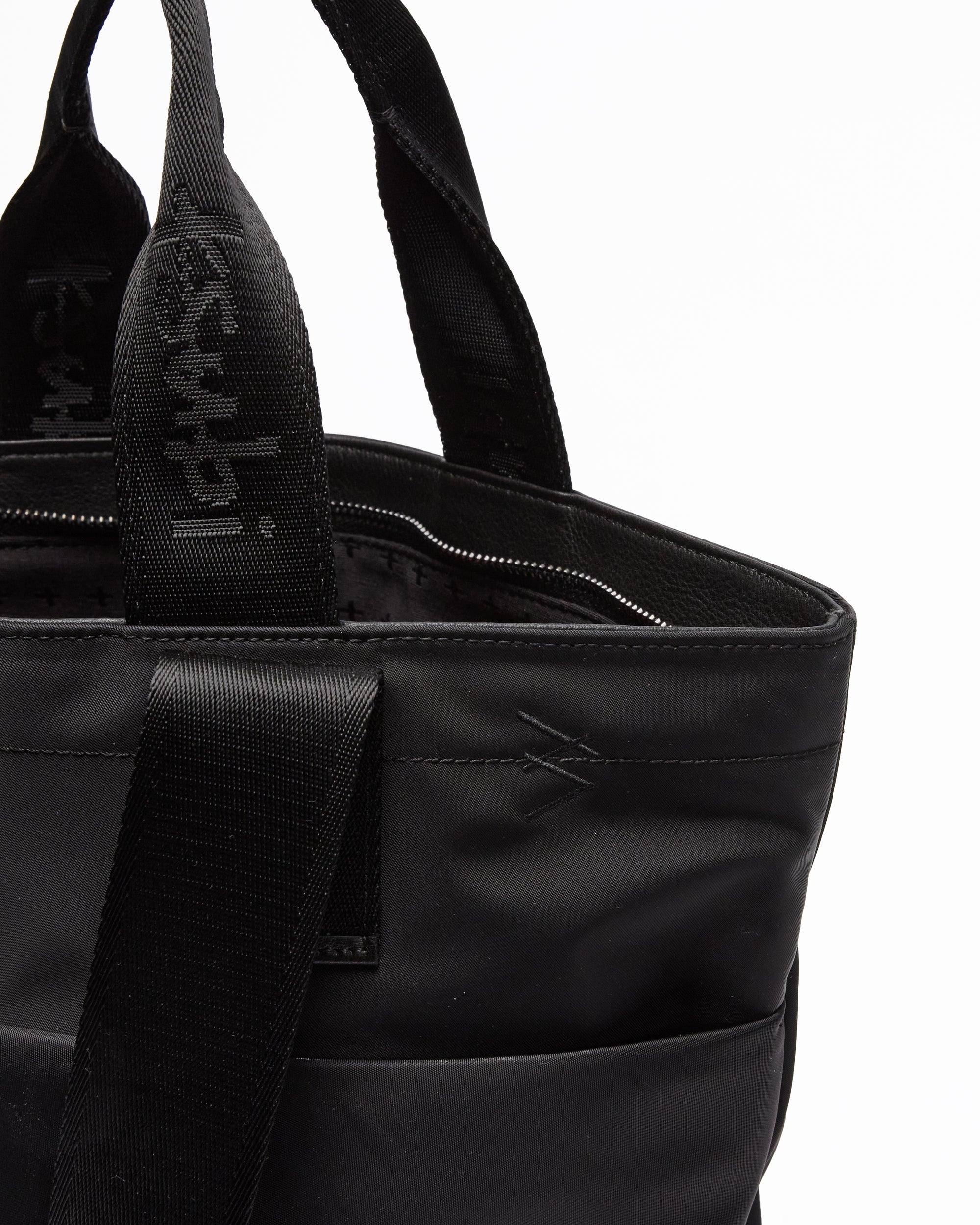 MADE IN HEAVEN NYLON LEATHER TOTE BLACK BAGS