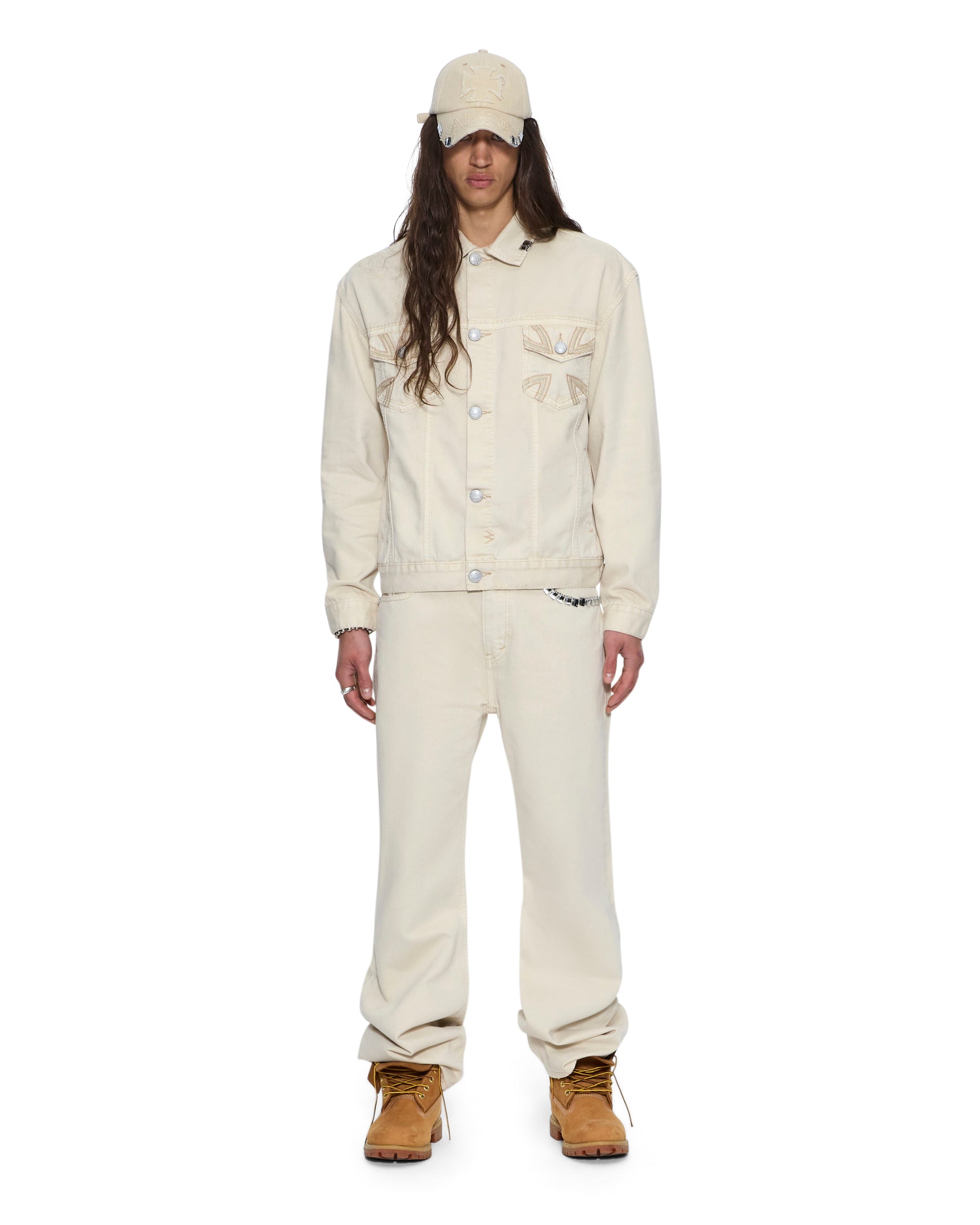 MENS  KSUBI X ALICE HOLLYWOOD TORO IVORY BOOTCUT DENIM JEANS