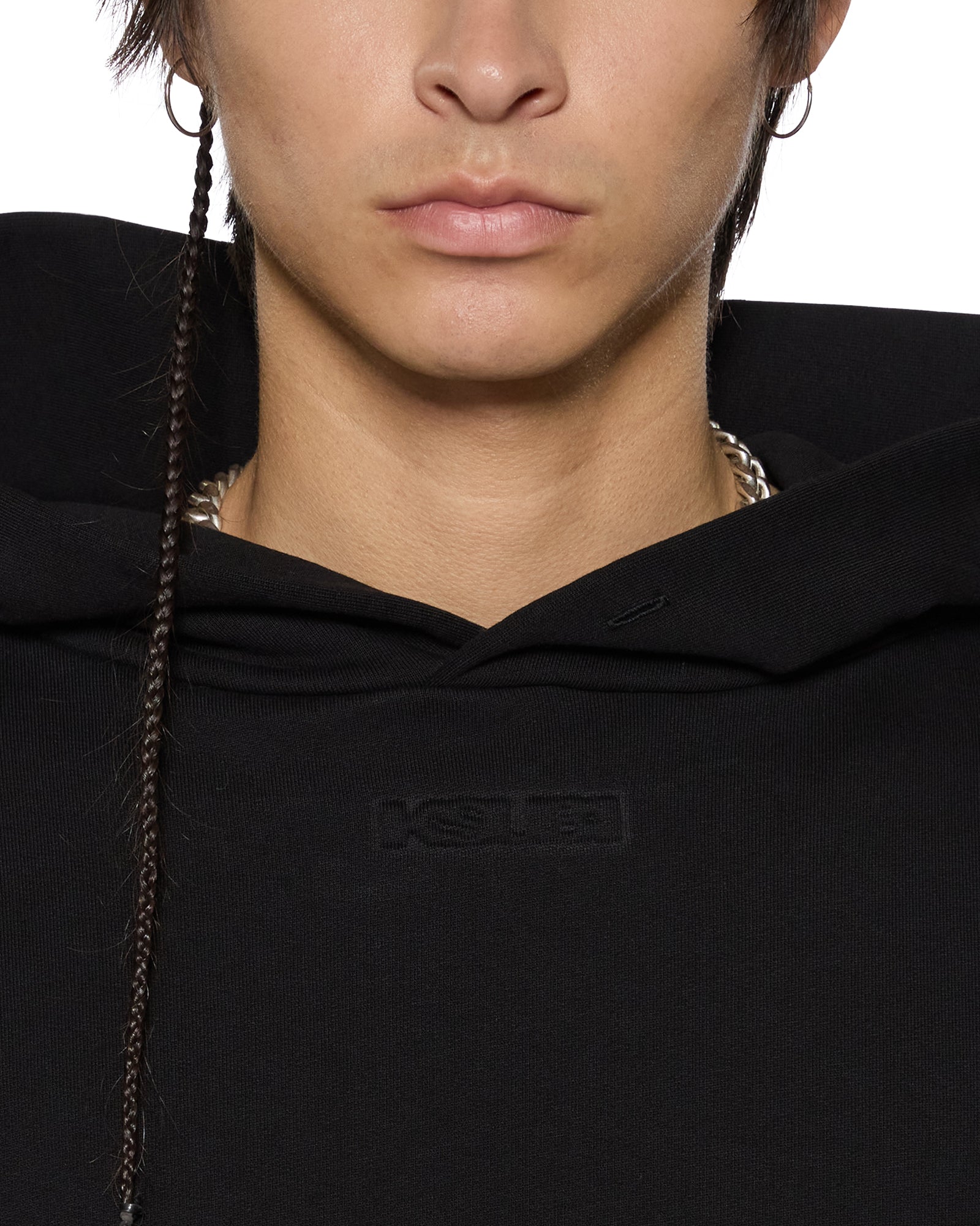 MENS  INTRUDER EKCESS HOODIE JET BLACK OVERSIZED FLEECE