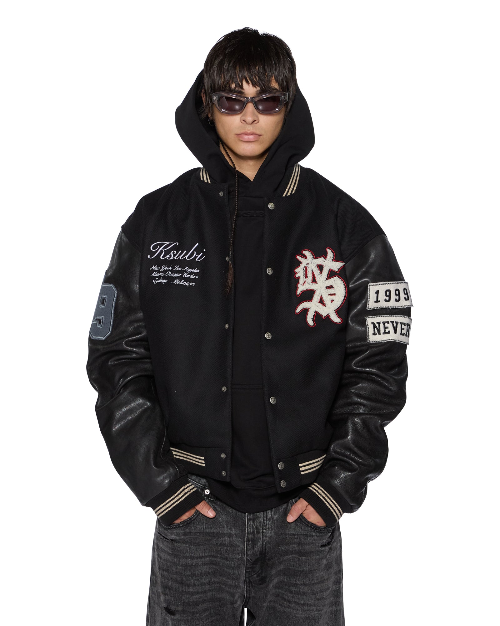 MENS PLAYOFF VARSITY JACKET BLACK OVERSIZED JACKETS