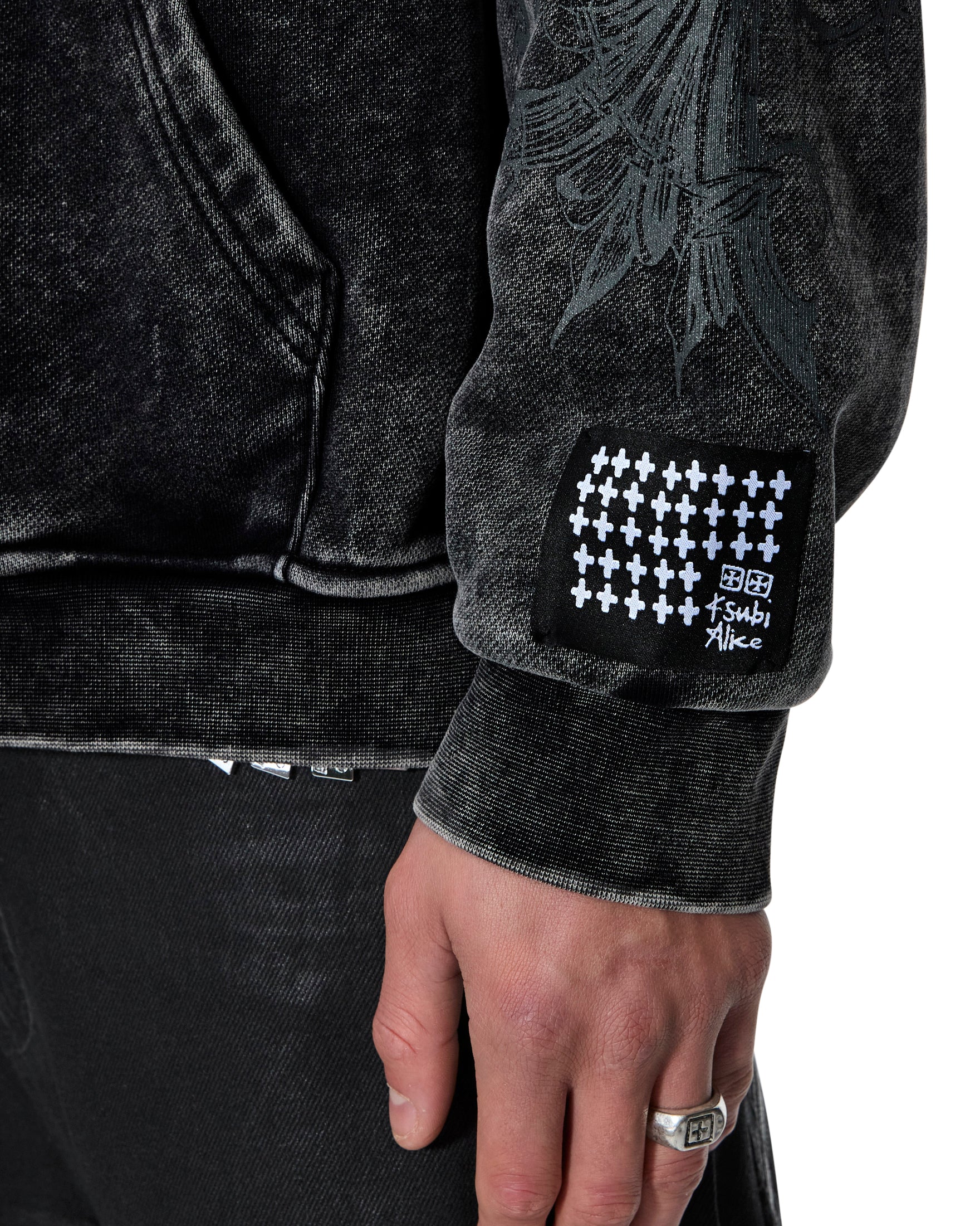 MENS  KSUBI X ALICE HOLLYWOOD GRAPHIC ZIP HOODIE BLACK JACKETS