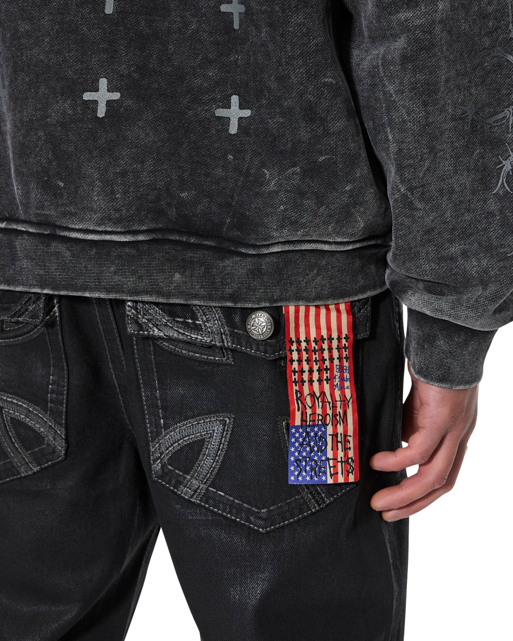 MENS  KSUBI X ALICE HOLLYWOOD GRAPHIC ZIP HOODIE BLACK JACKETS