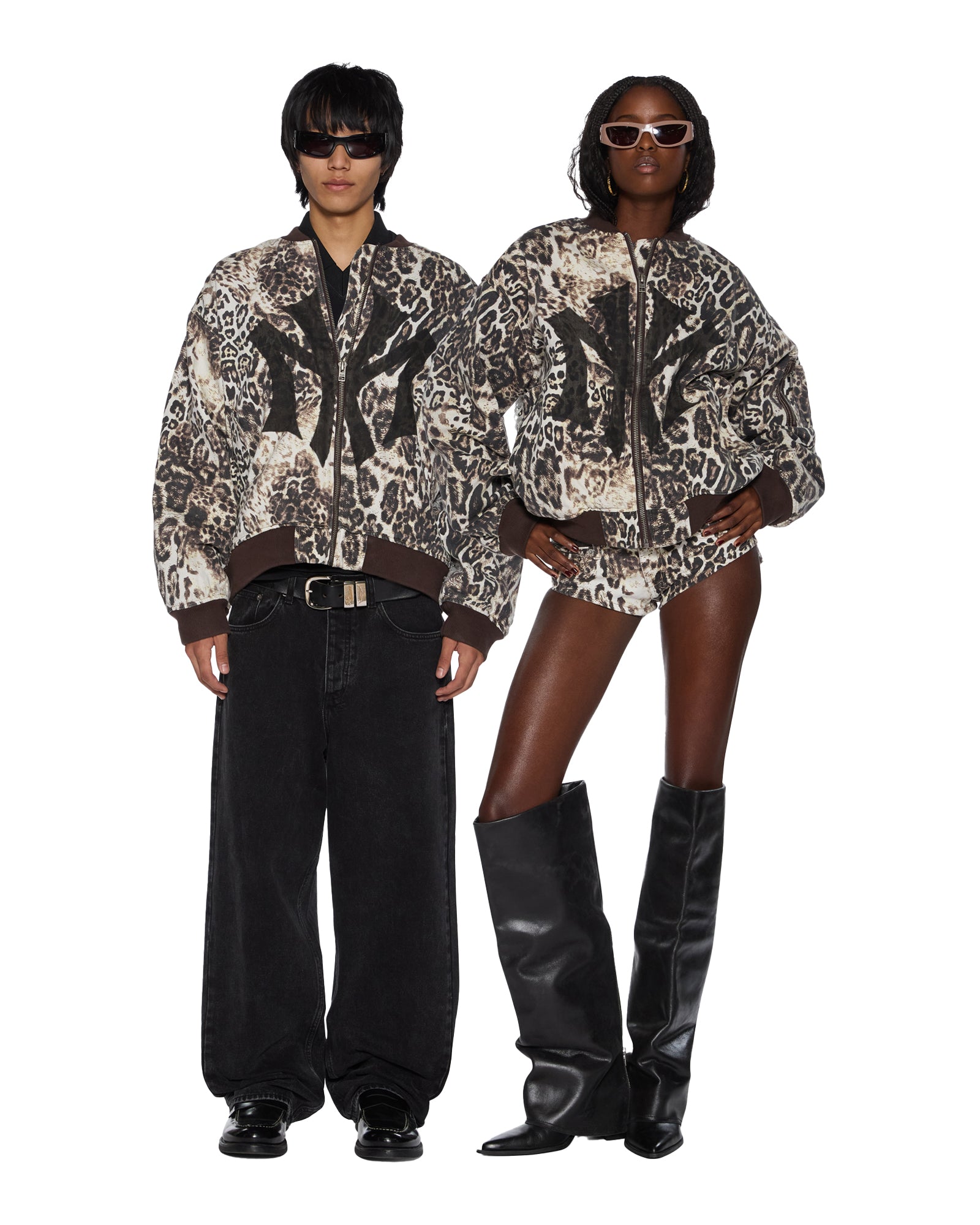 WOMENS MOWALOLA BOMBER CHEETAH TRASHED OVERSIZED JACKETS