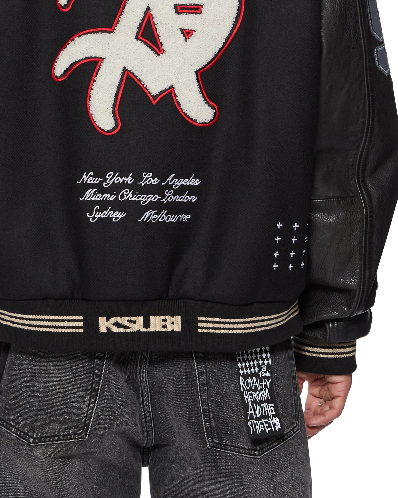 MENS  PLAYOFF VARSITY JACKET BLACK OVERSIZED JACKETS