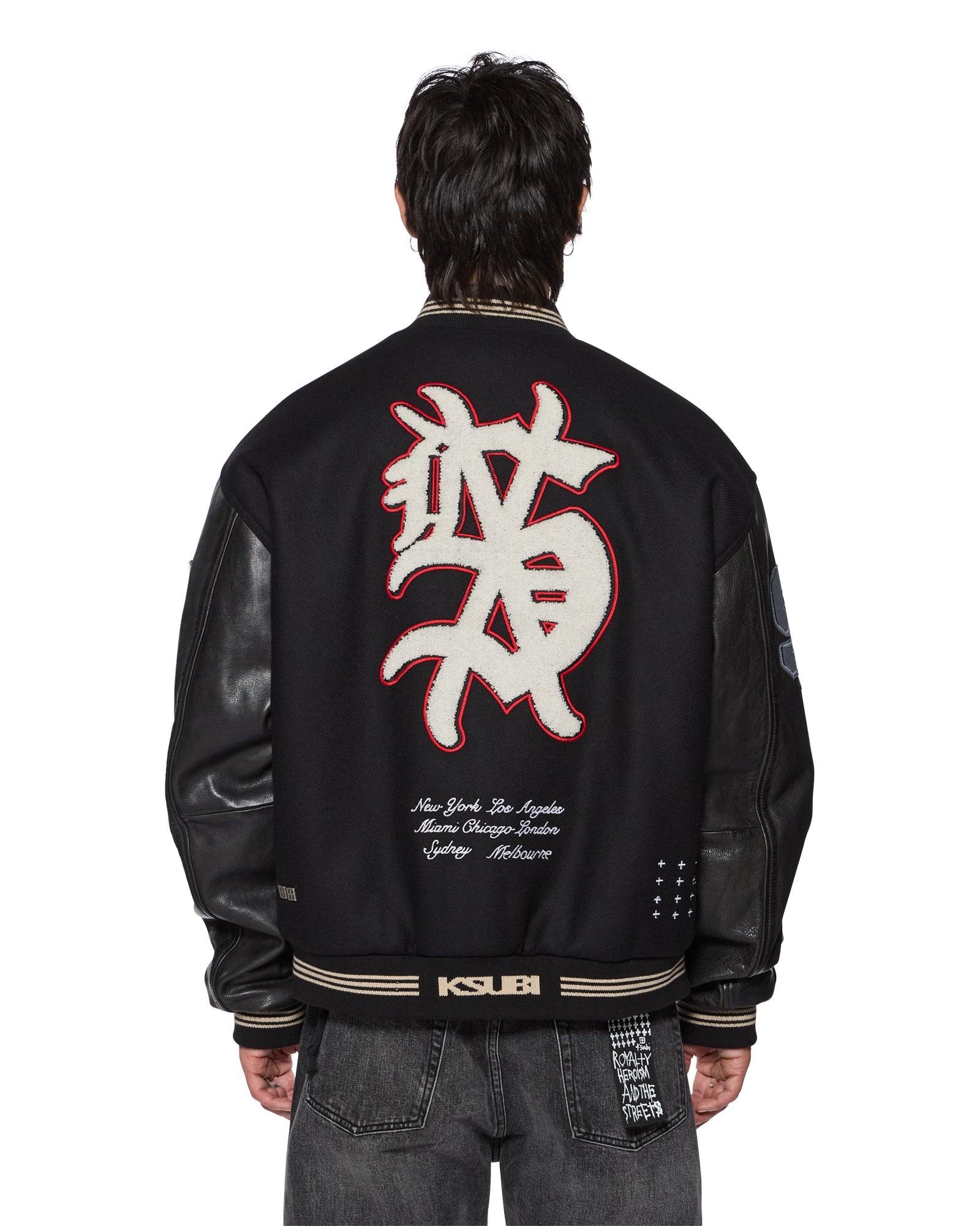 MENS PLAYOFF VARSITY JACKET BLACK OVERSIZED JACKETS