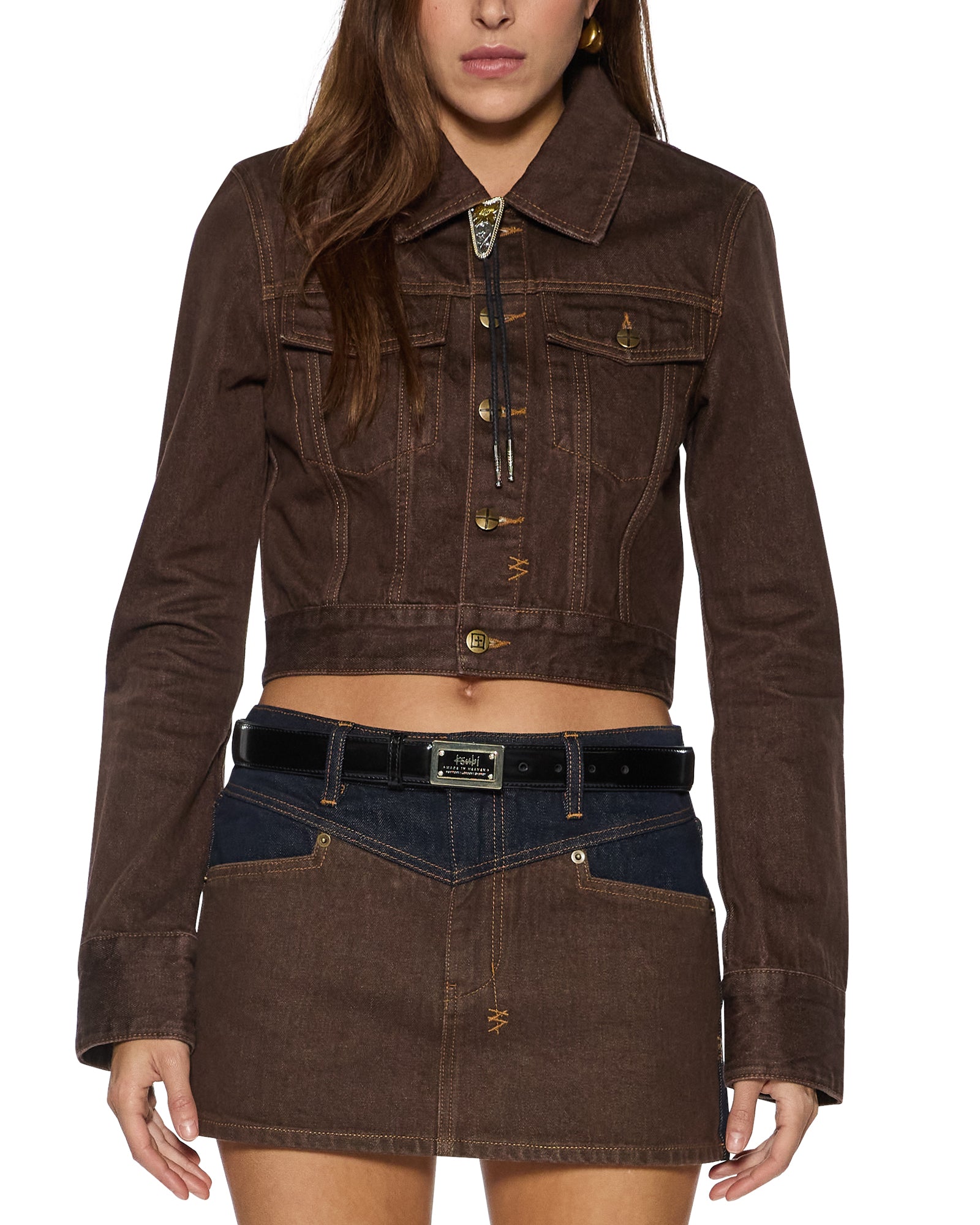WOMENS  SLIM TRUCKER SADDLE BROWN SLIM JACKETS