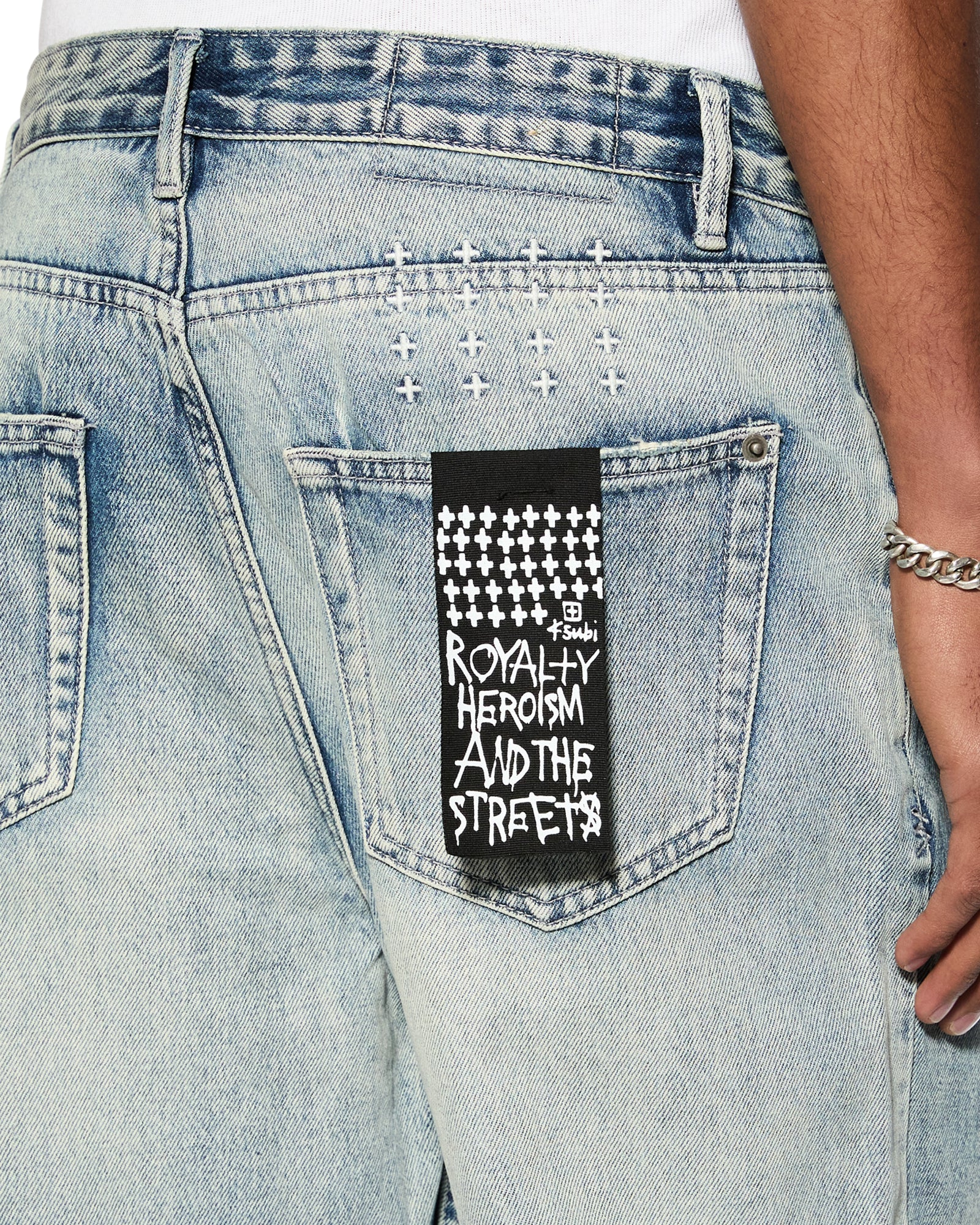 MENS  ANTI K PUNK BLUE RELAXED DENIM JEANS