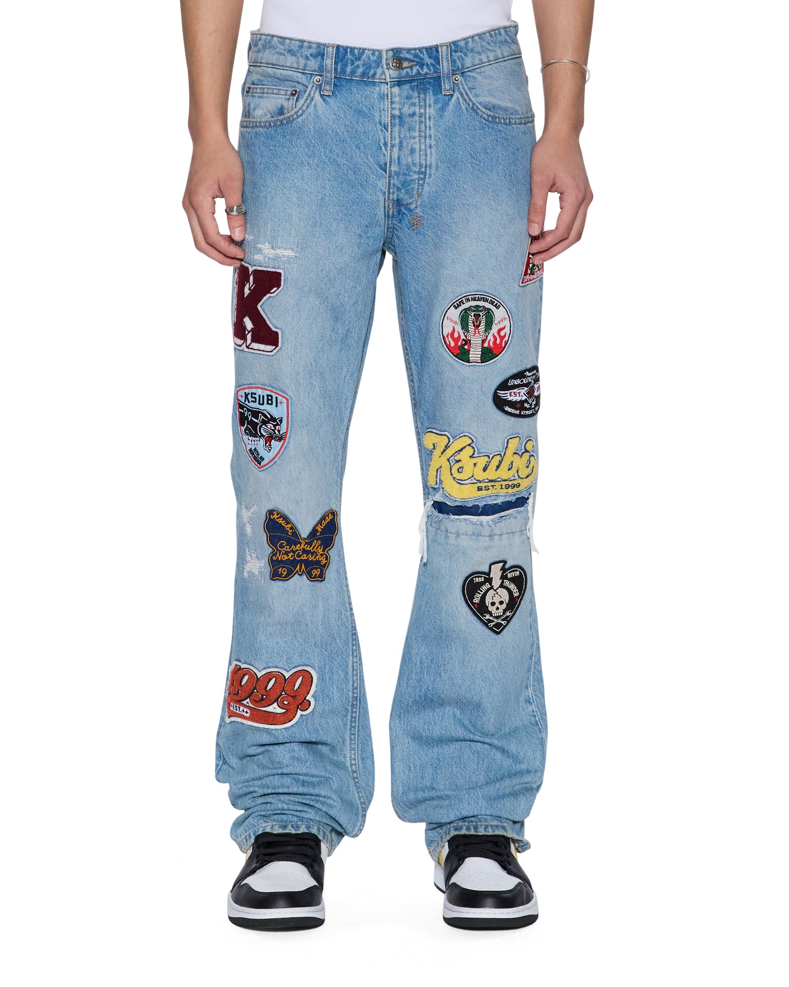 MENS  BRONKO TRUE PATCHED BOOTCUT DENIM JEANS