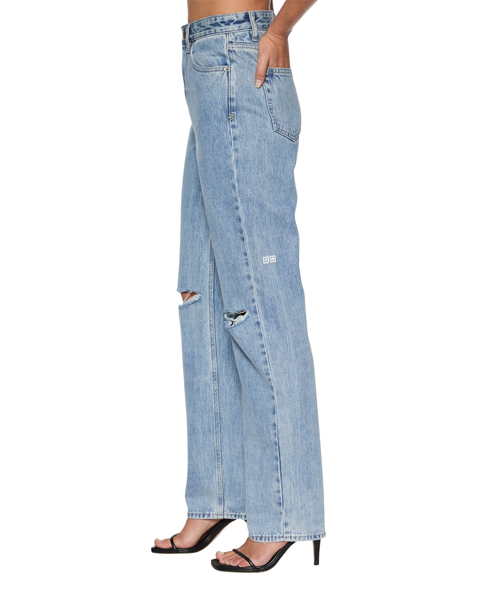 WOMENS PLAYBACK AUTHENTIK TRASHED STRAIGHT DENIM JEANS