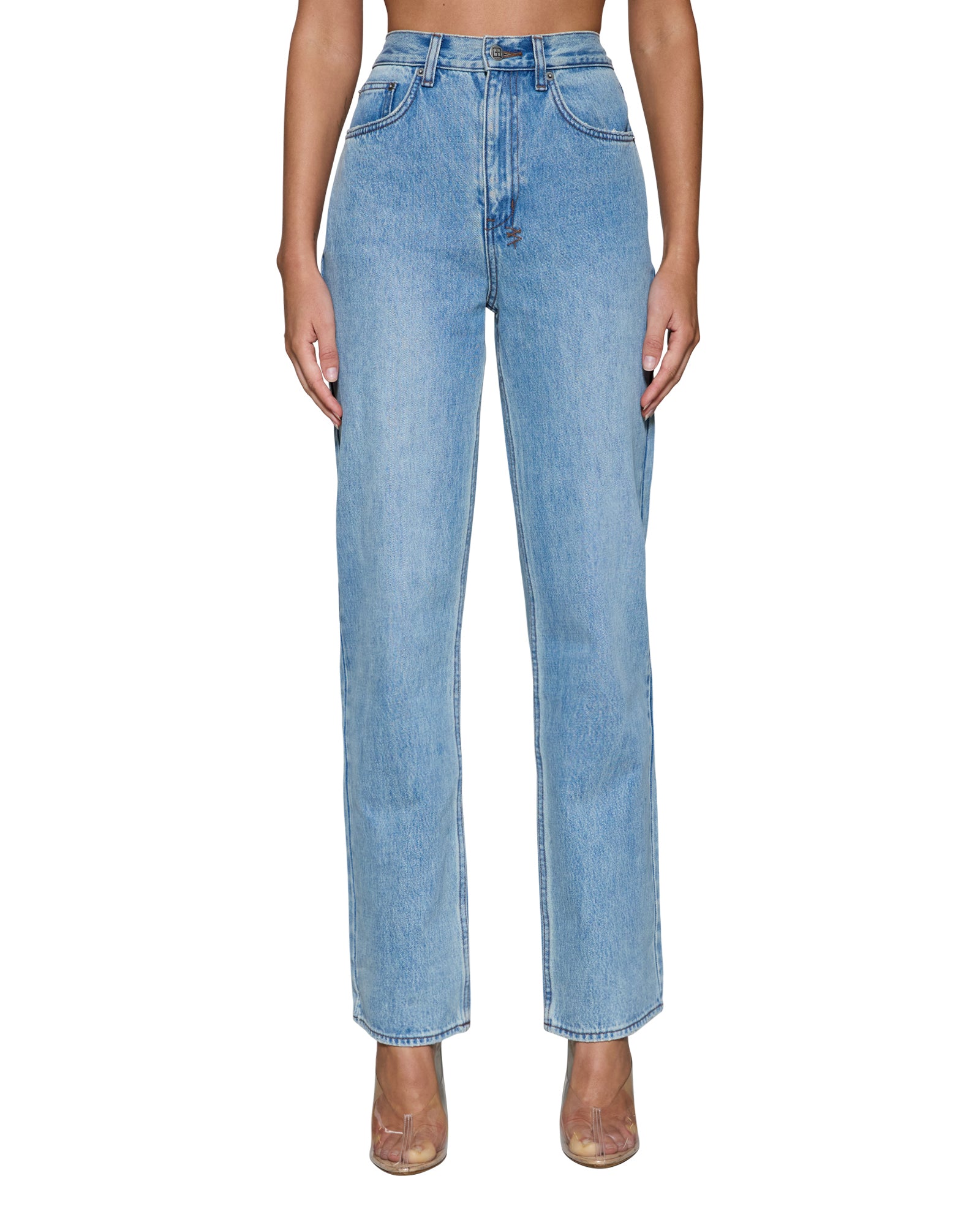 WOMENS  ICON JEAN BABES BLUE SLIM STRAIGHT DENIM JEANS