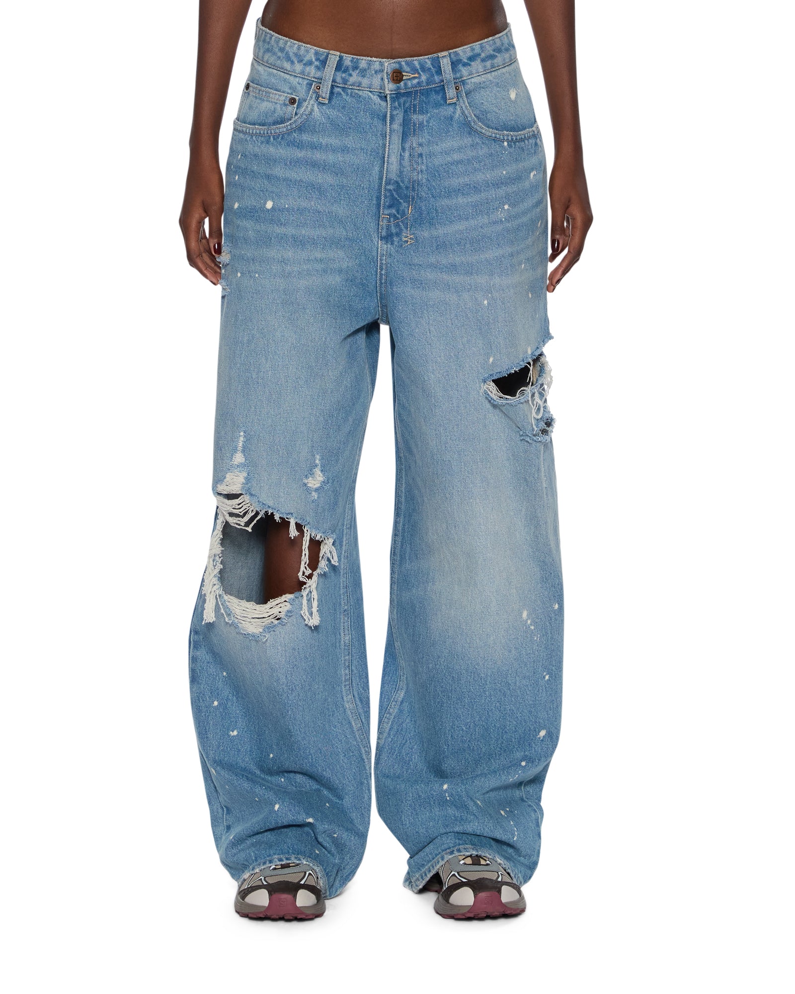 WOMENS  KSUPER SURGE TRASHED BAGGY DENIM JEANS
