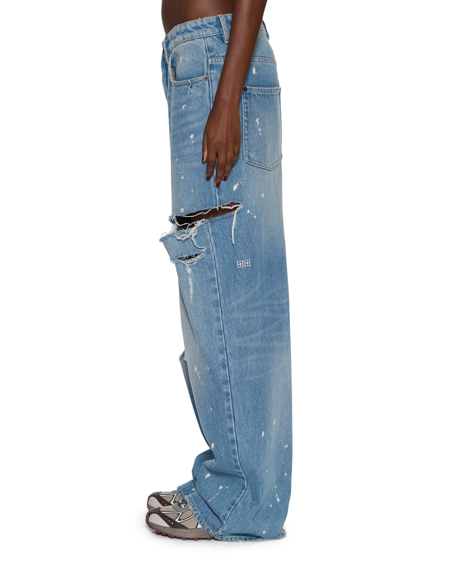 WOMENS  KSUPER SURGE TRASHED BAGGY DENIM JEANS