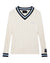 MENS  PRINCETON CABLE KNIT V NECK VINTAGE WHITE BOXY KNITWEAR