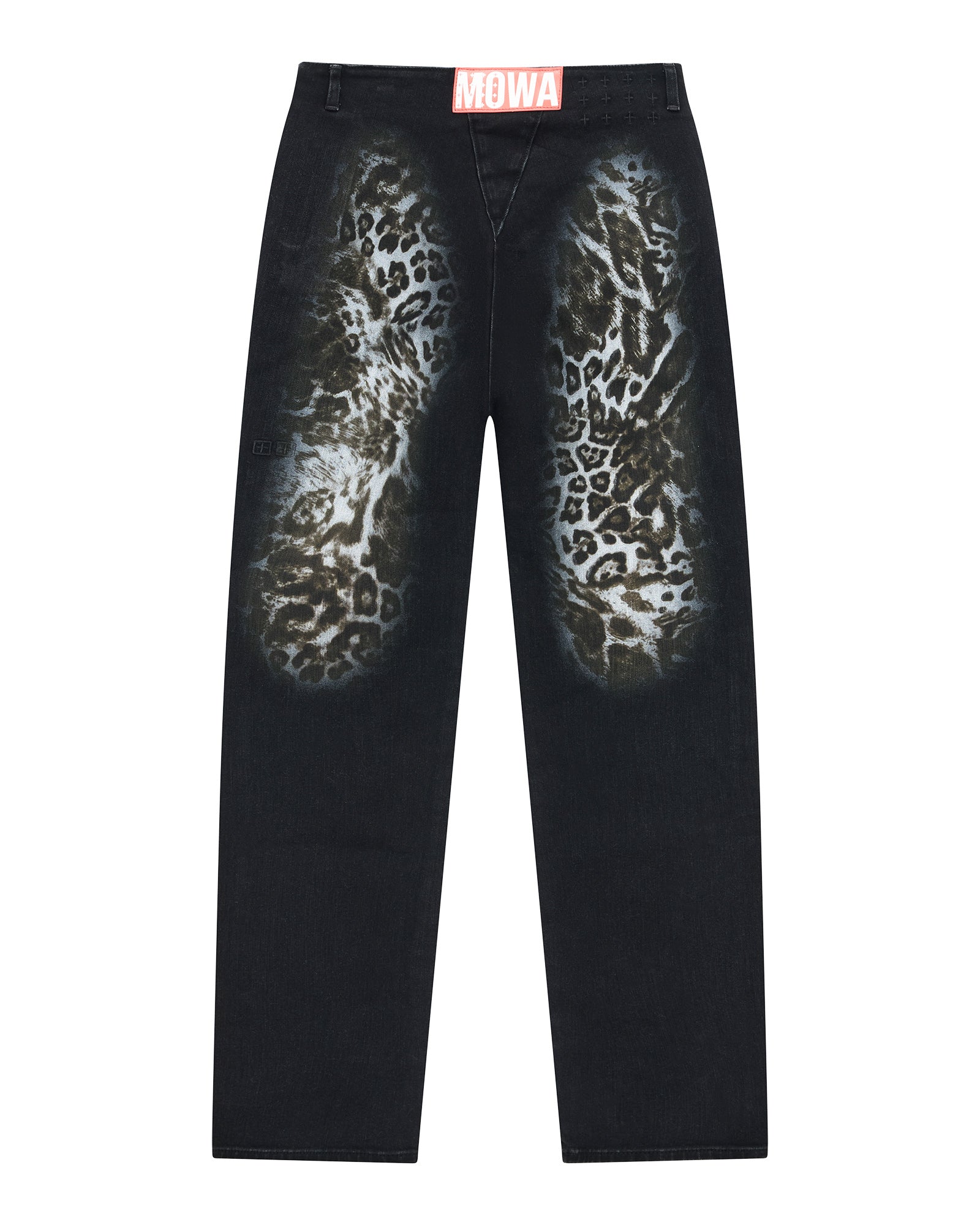 WOMENS  MOWALOLA JEAN BLACK CHEETAH SLIM DENIM JEANS