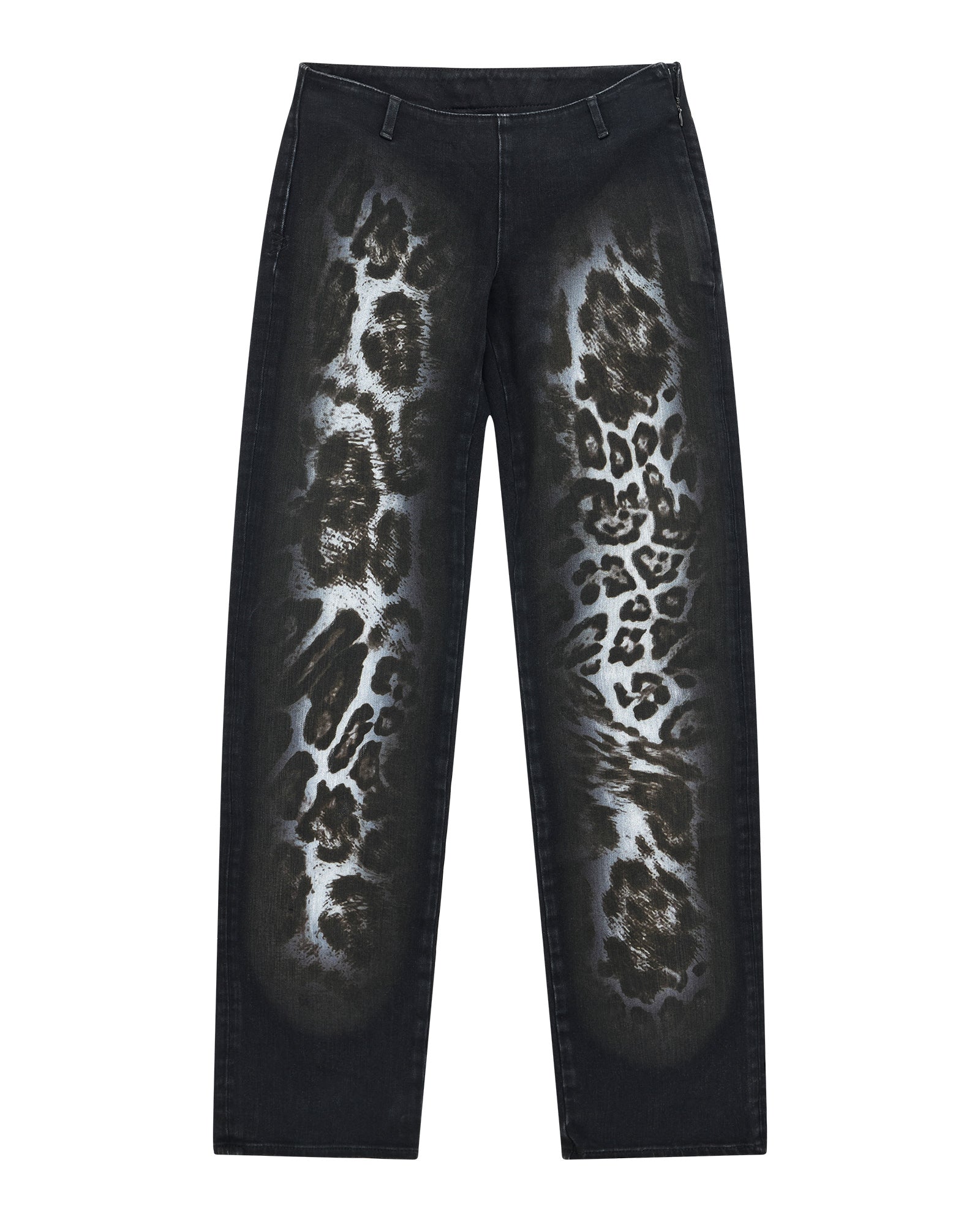 WOMENS  MOWALOLA JEAN BLACK CHEETAH SLIM DENIM JEANS