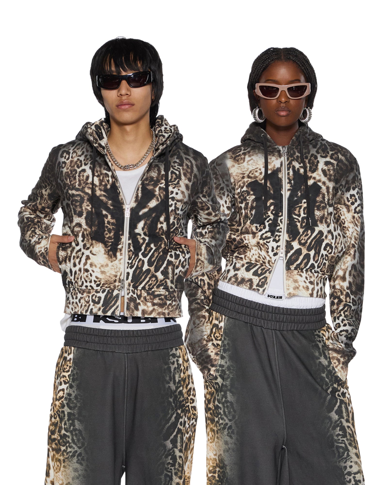 WOMENS MOWALOLA ZIP HOODIE CHEETAH SLIM FLEECE