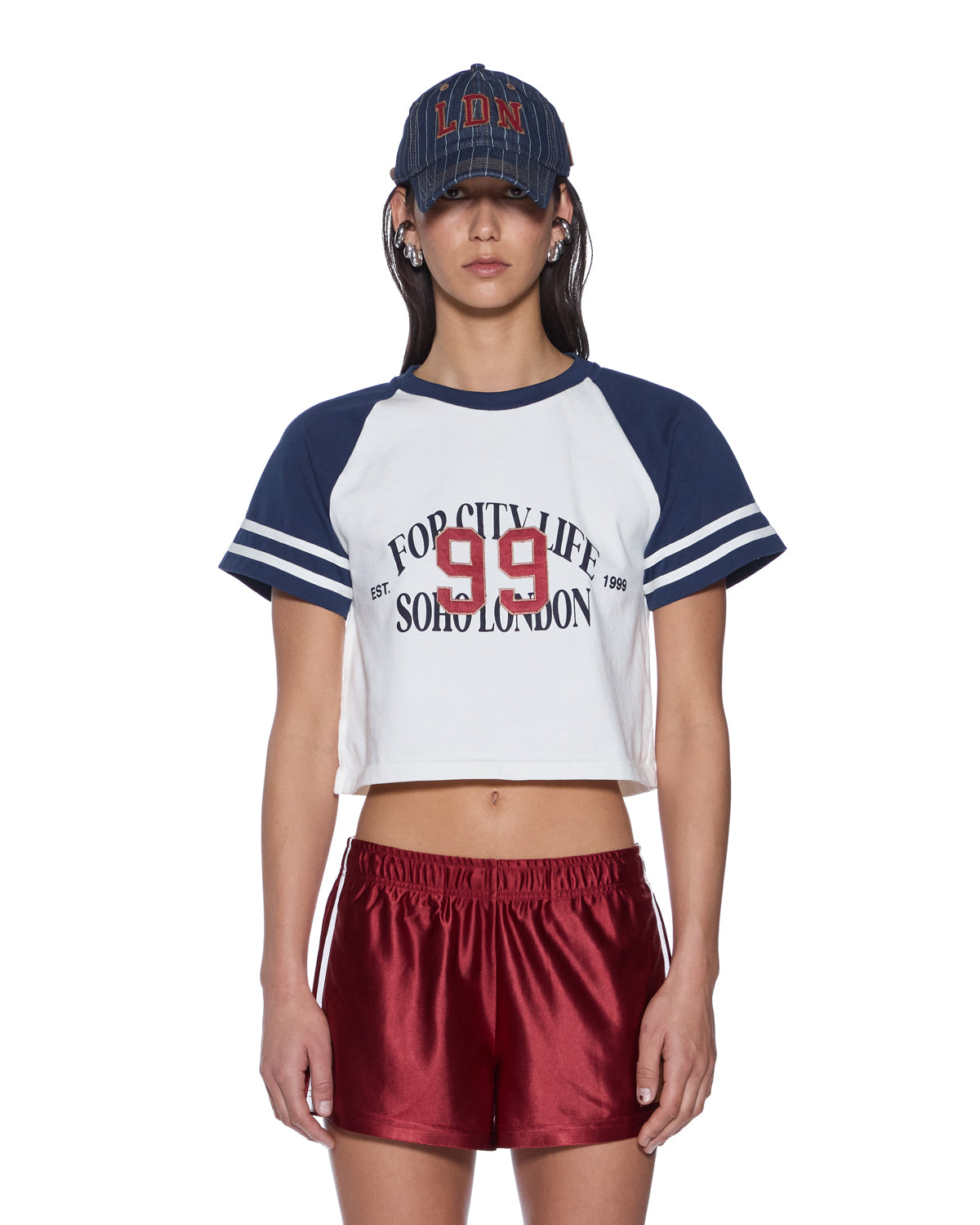 WOMENS  RAGLAN BOXY SS TEE VINTAGE WHITE/NAVY RELAXED TEES