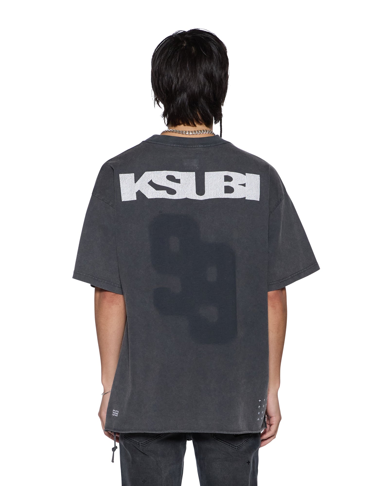 MENS RUGGED EKCESS SS TEE BLASTED BLACK OVERSIZED TEES