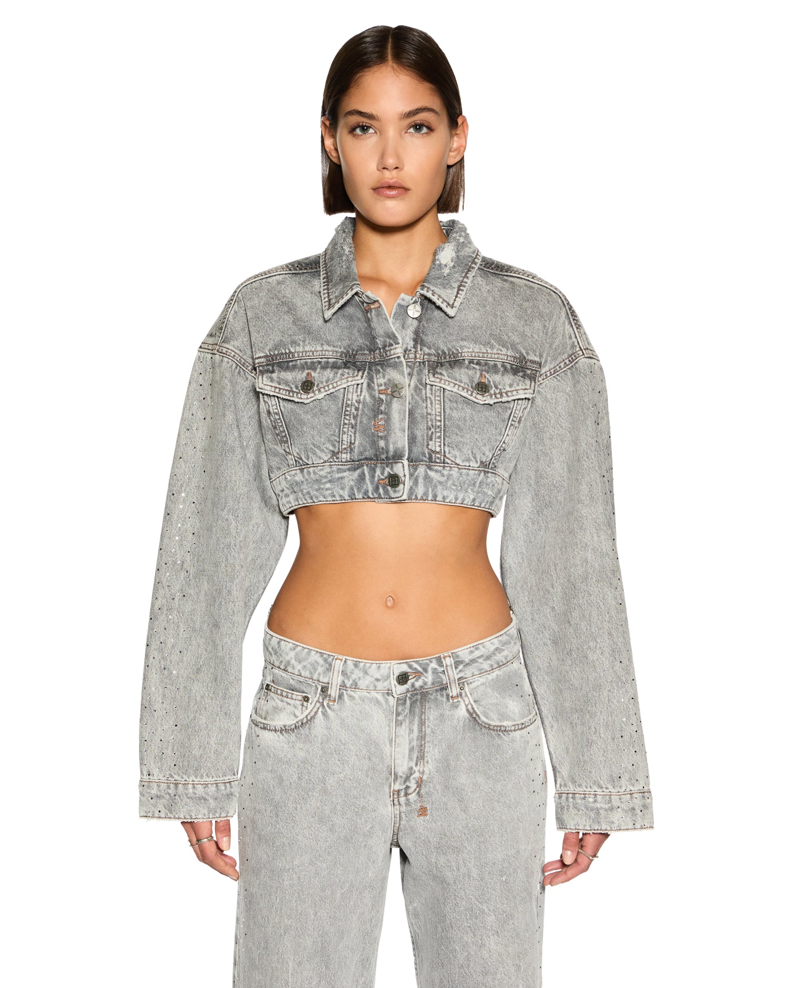 WOMENS  SUPERCROP TRUCKER DIME KRYSTAL CROPPED JACKETS