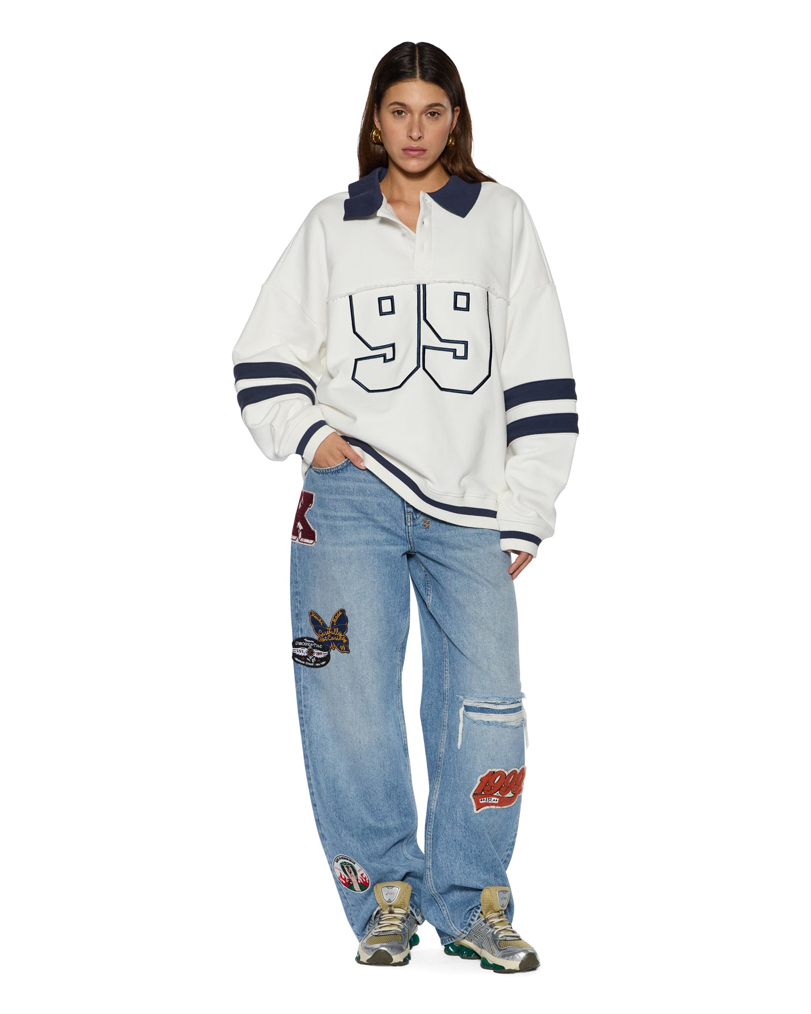 WOMENS  LOW RIDER HORIZON PATCH RELAXED DENIM JEANS