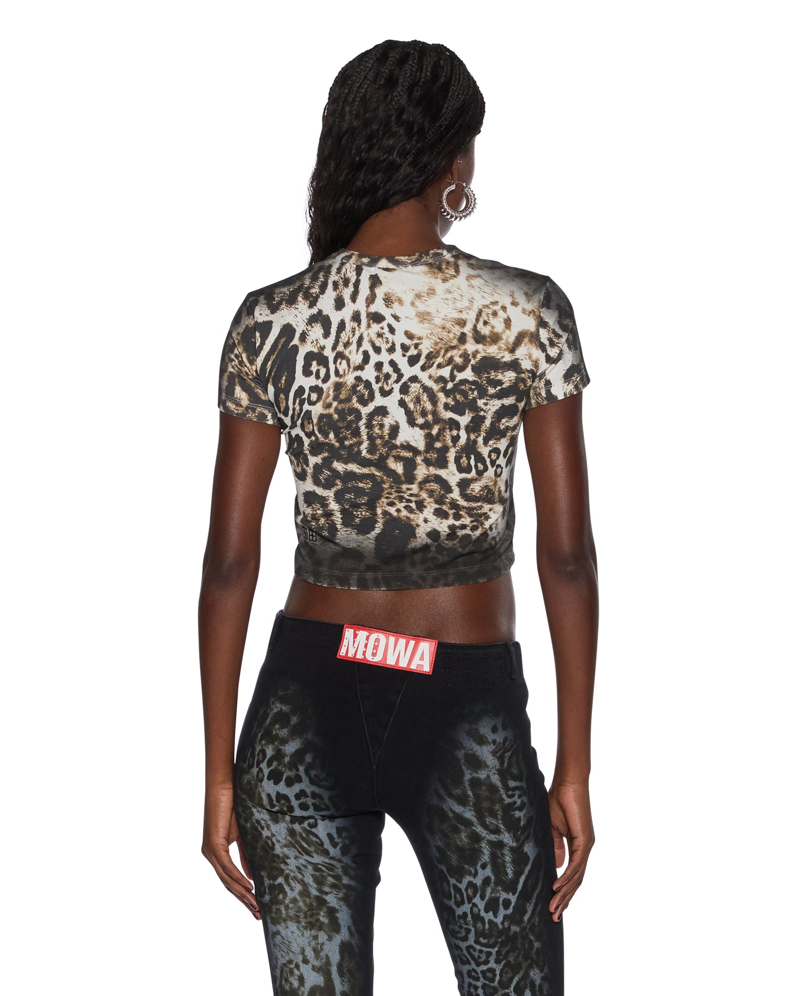WOMENS  MOWALOLA BABY TEE CHEETAH FITTED TEES
