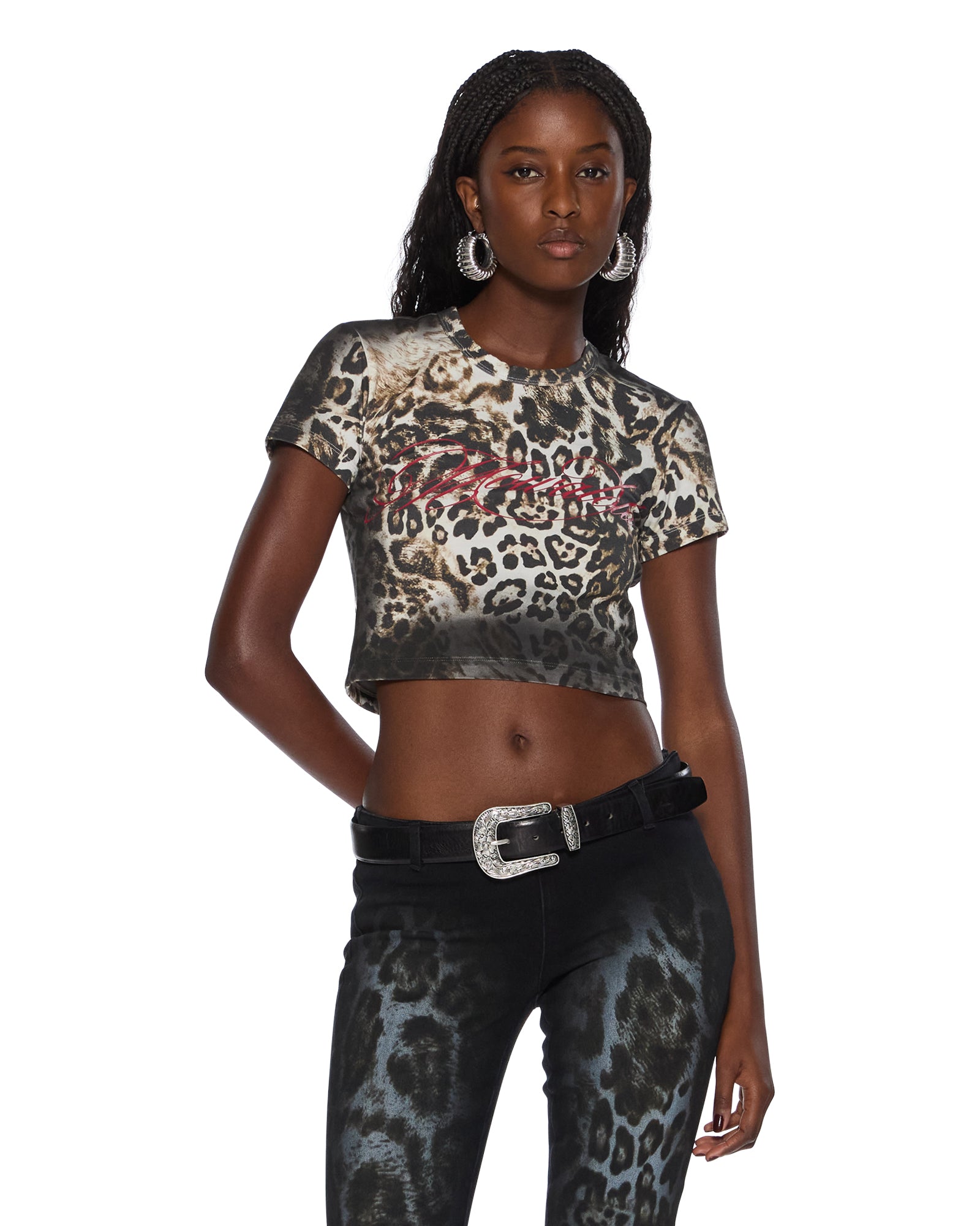 WOMENS MOWALOLA BABY TEE CHEETAH FITTED TEES